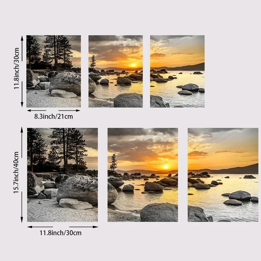 Frameless Canvas Paintings Sunset Sea Beach Art