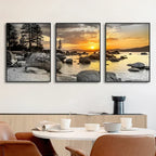 Frameless Canvas Paintings Sunset Sea Beach Art
