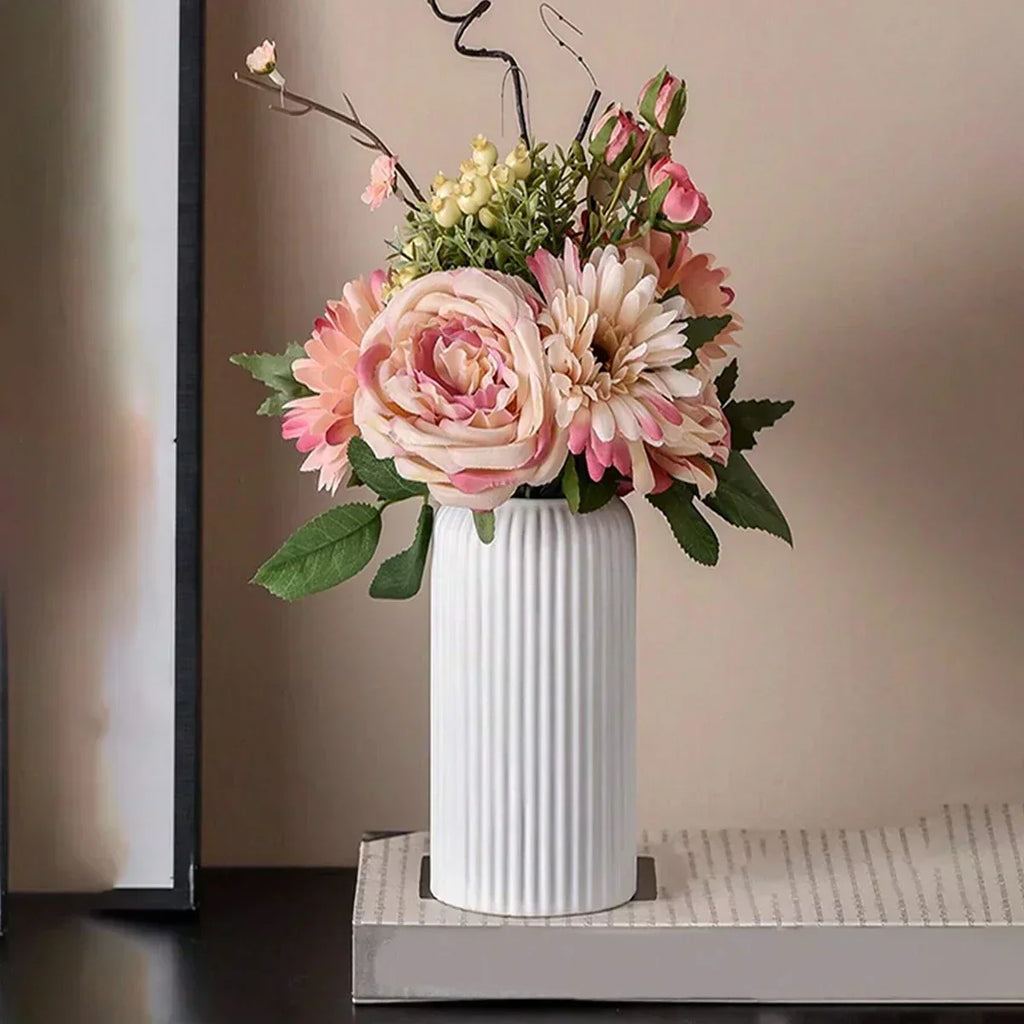 Striped Plastic Bud Vase for Flowers Decorative Display