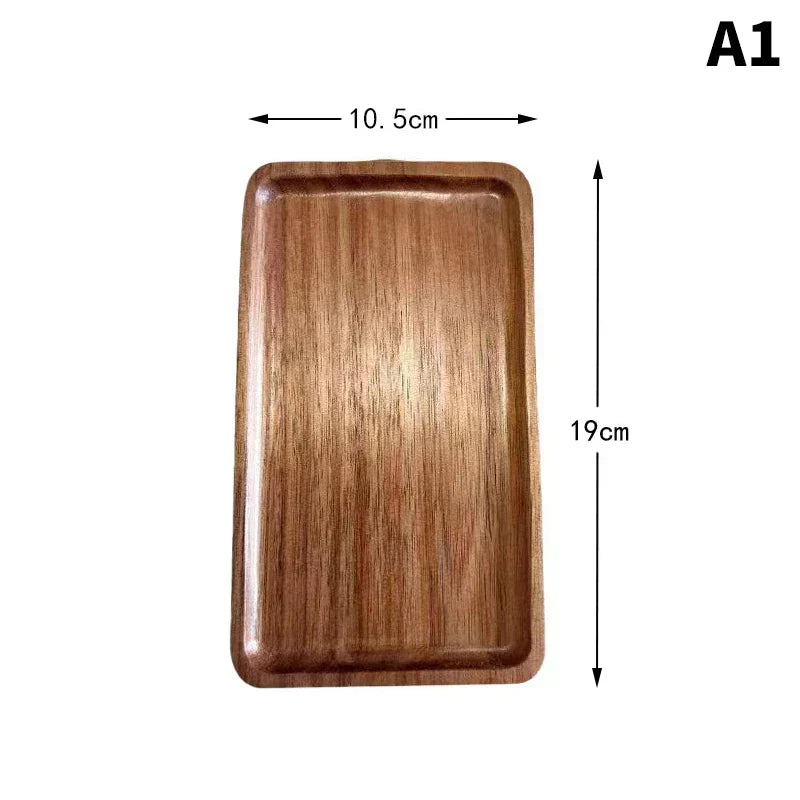 Wooden Food Tray Round Rectangle Snack Plate