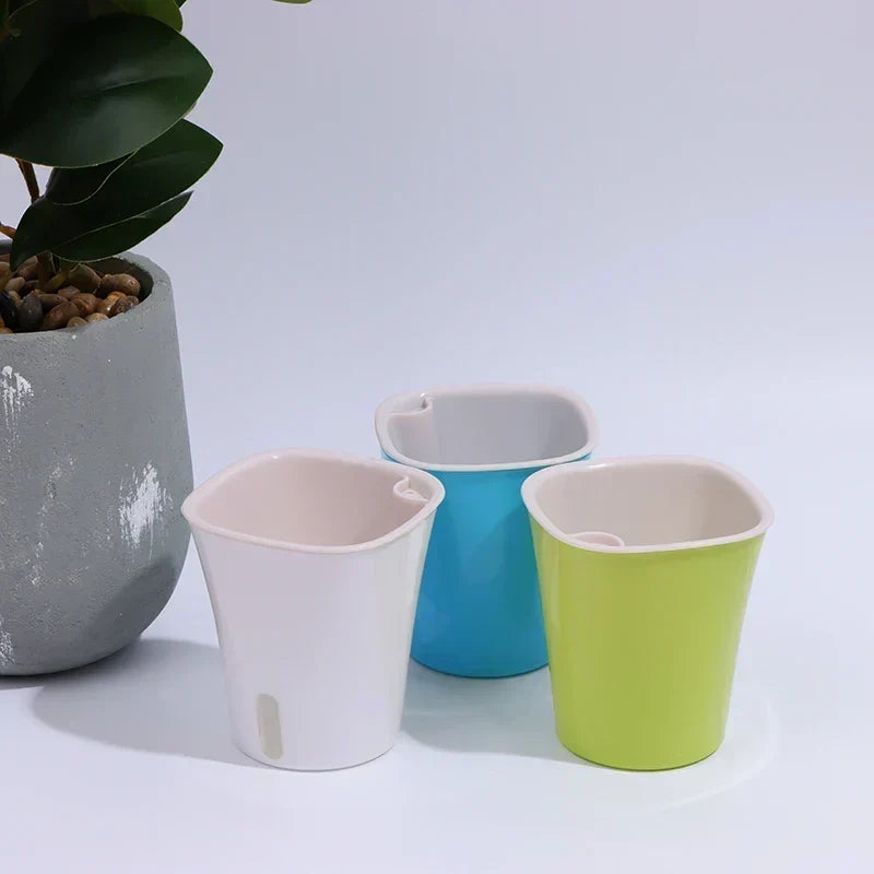 Self Watering Plastic Flower Pot in White