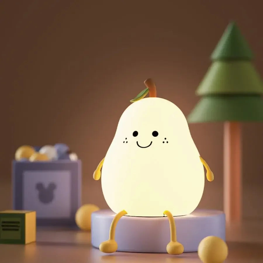Pear Shaped Silicone Night Light for Kids USB Rechargeable