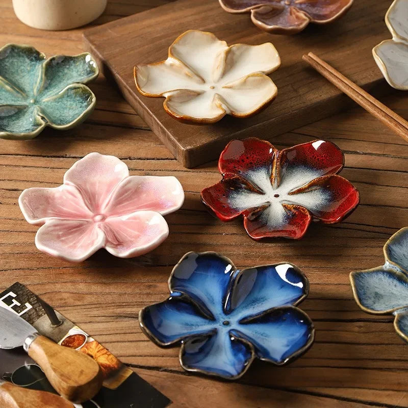 Vintage Flower Shaped Ceramic Dipping Sauce Dish