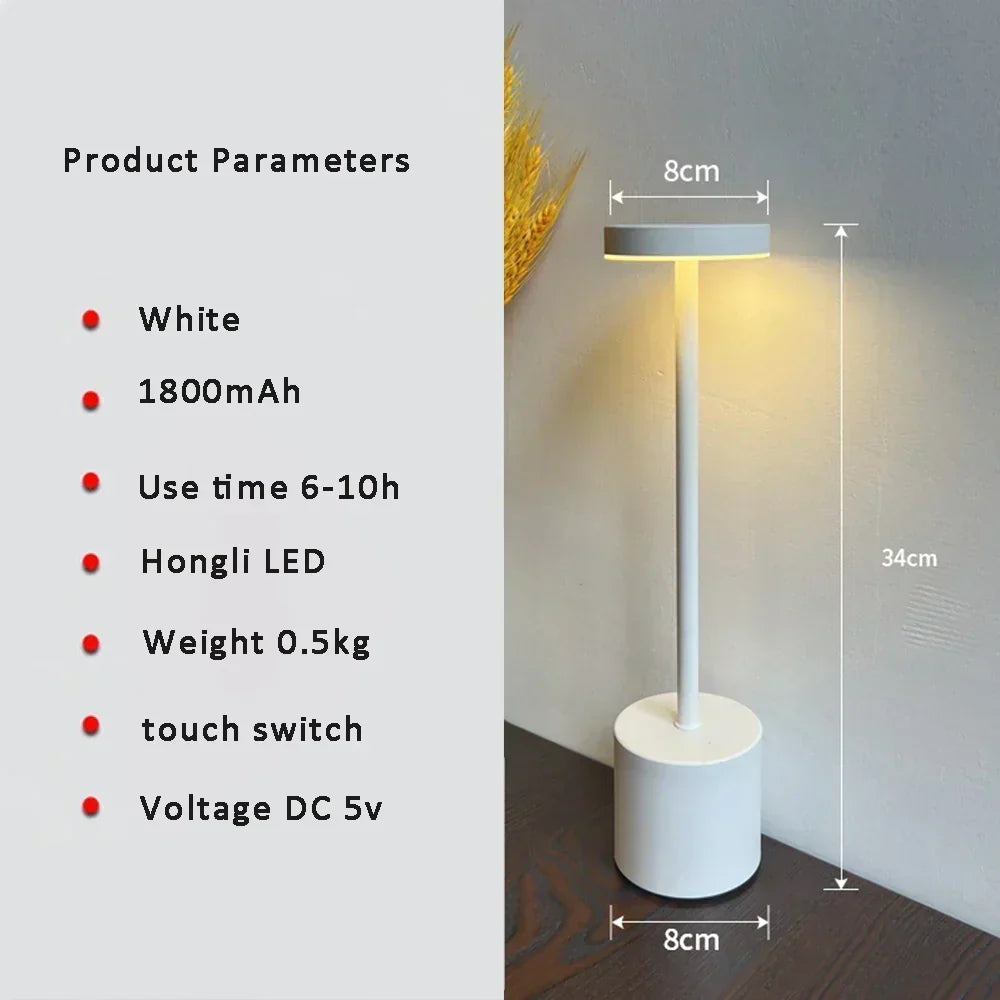 Black Metal LED Table Lamp with Touch Control