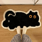VIKAMA Black Cat Cartoon Rug 100% Polyester Indoor Mat