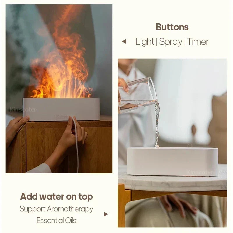 Essential Oil Diffuser with Flame Effect and Night Light