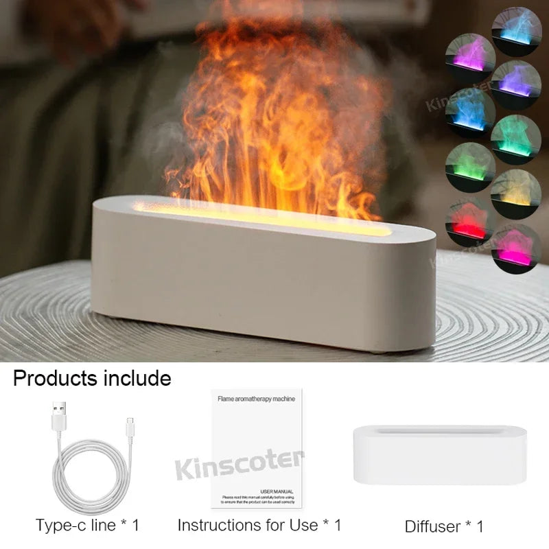 Essential Oil Diffuser with Flame Effect and Night Light