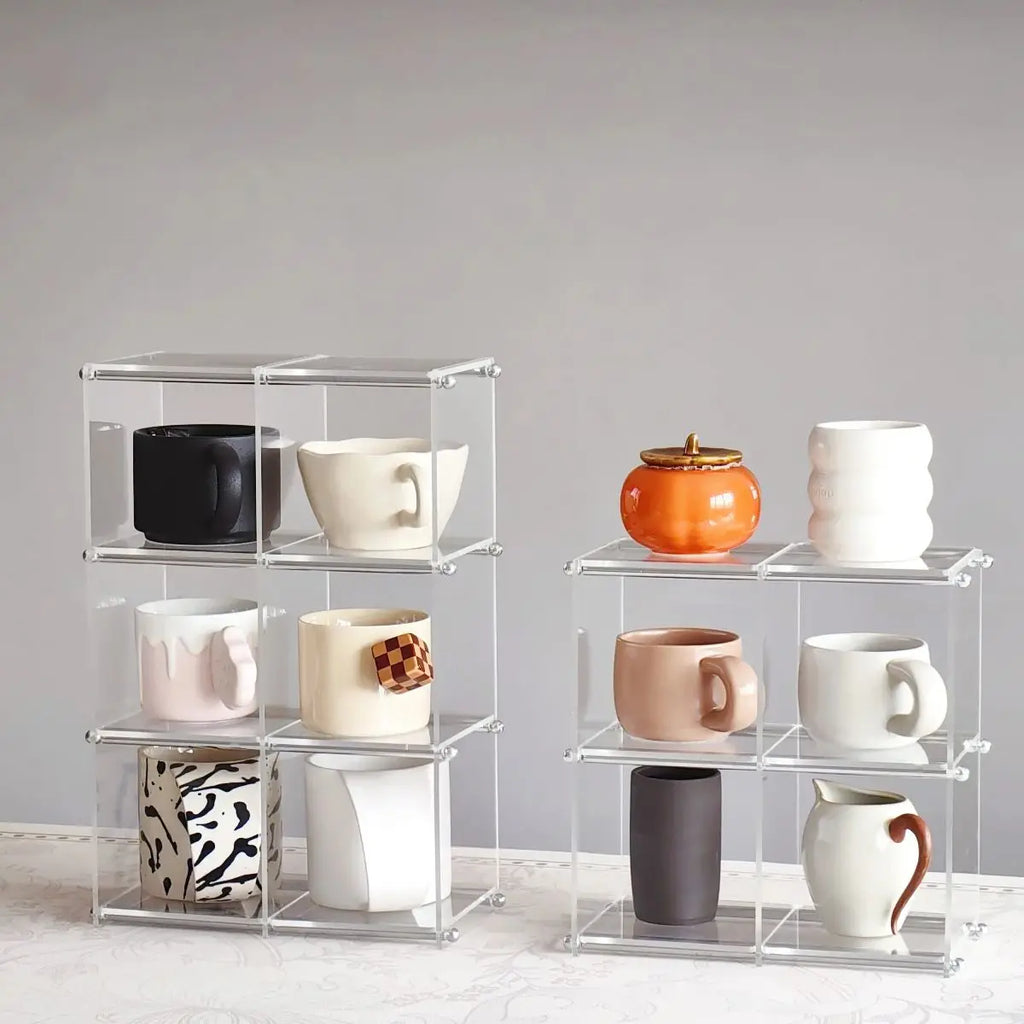 Acrylic Tea Set Storage Rack for Kitchen Countertops