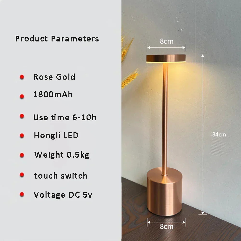 Black Metal LED Table Lamp with Touch Control