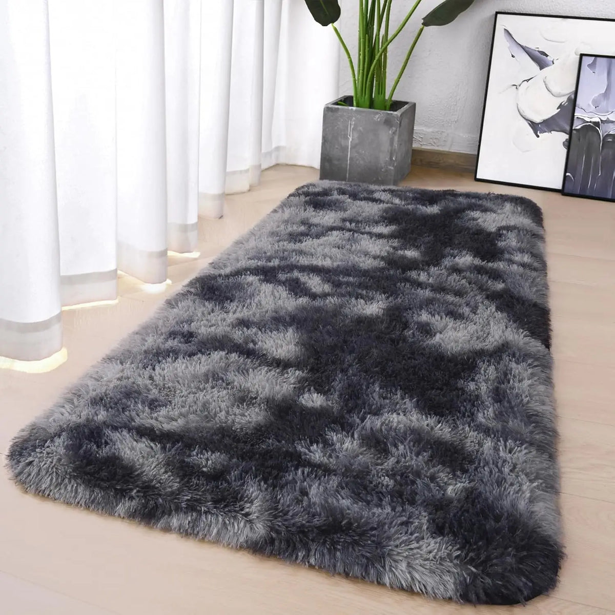 VIKAMA Shaggy Runner Rug Soft Polyester for Bedroom