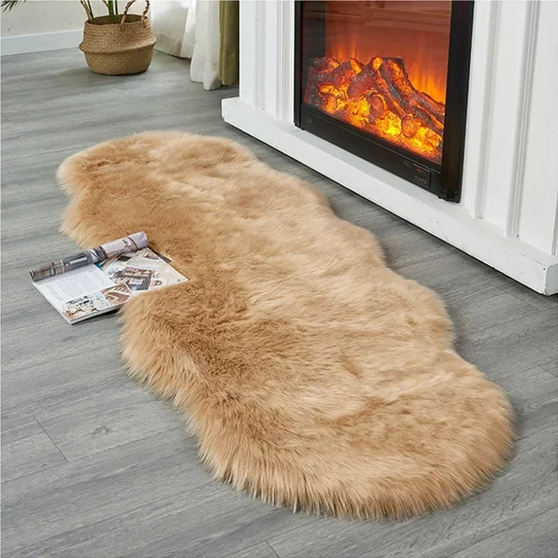 FORSWAN Soft White Faux Fur Area Rug for Kids and Adults
