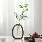 Walnut Wood Flower Stand Mini Water-Cultured Vase