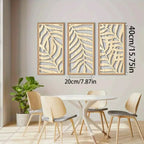 Wooden Tropical Palm Leaf Wall Art Set of 3