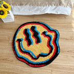 Trippy Smiling Rug Unique Tufted Design