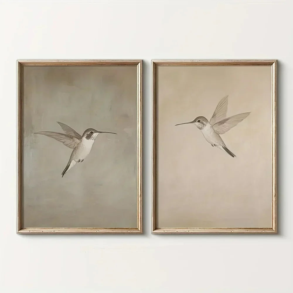 Retro Hummingbird Canvas Prints for Home Decor