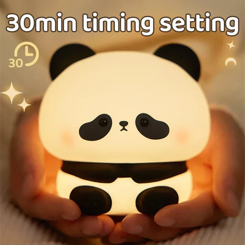 Panda LED Night Light Cute Silicone USB Rechargeable Lamp