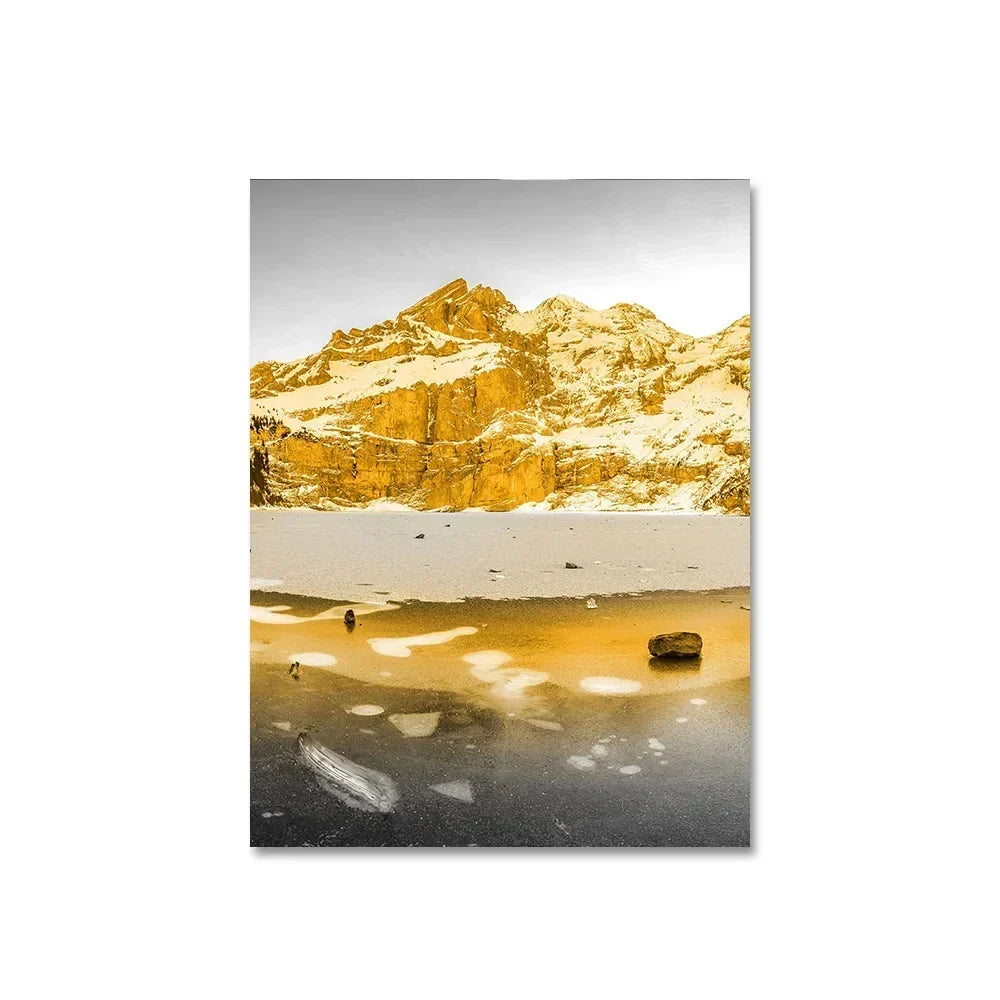 Frameless Canvas Paintings Sunset Sea Beach Art