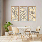 Wooden Tropical Palm Leaf Wall Art Set of 3