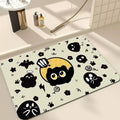 Black Cartoon Cat Door Mat for Living Room and Bedroom