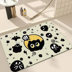 Black Cartoon Cat Door Mat for Living Room and Bedroom