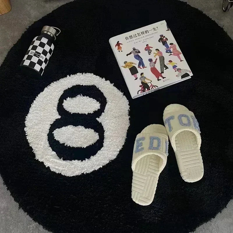 VIKAMA Halloween Eight-Ball Round Decorative Rug