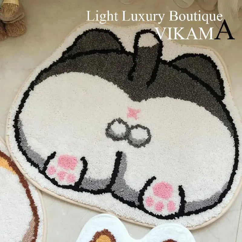 Cartoon Corgi Bathroom Mat Soft Polyester Rug
