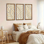 Wooden Tropical Palm Leaf Wall Art Set of 3