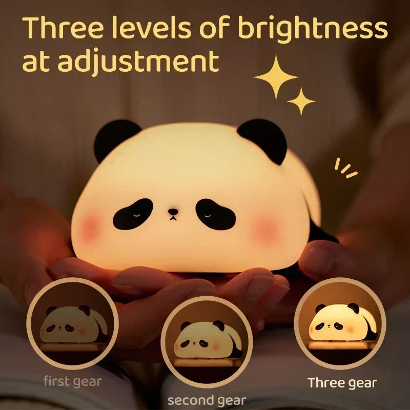 Panda LED Night Light Cute Silicone USB Rechargeable Lamp