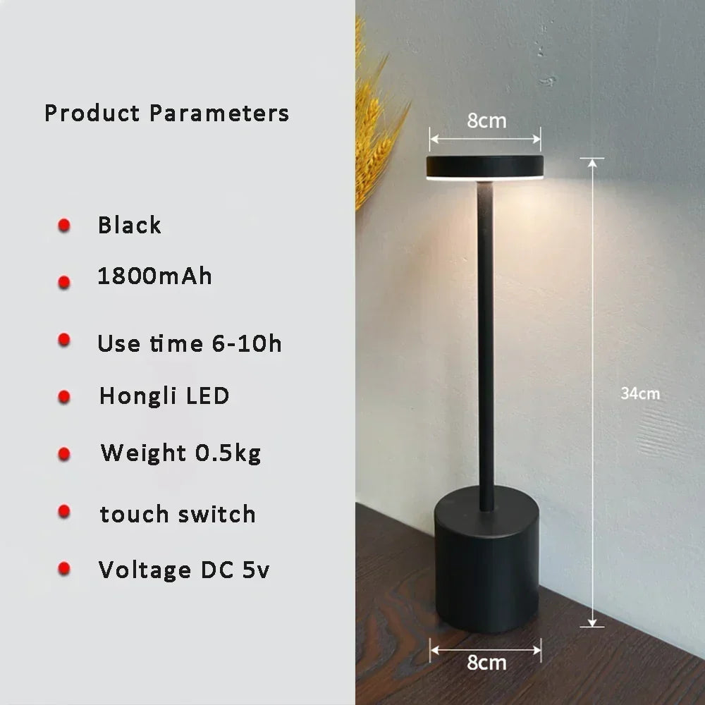 Black Metal LED Table Lamp with Touch Control