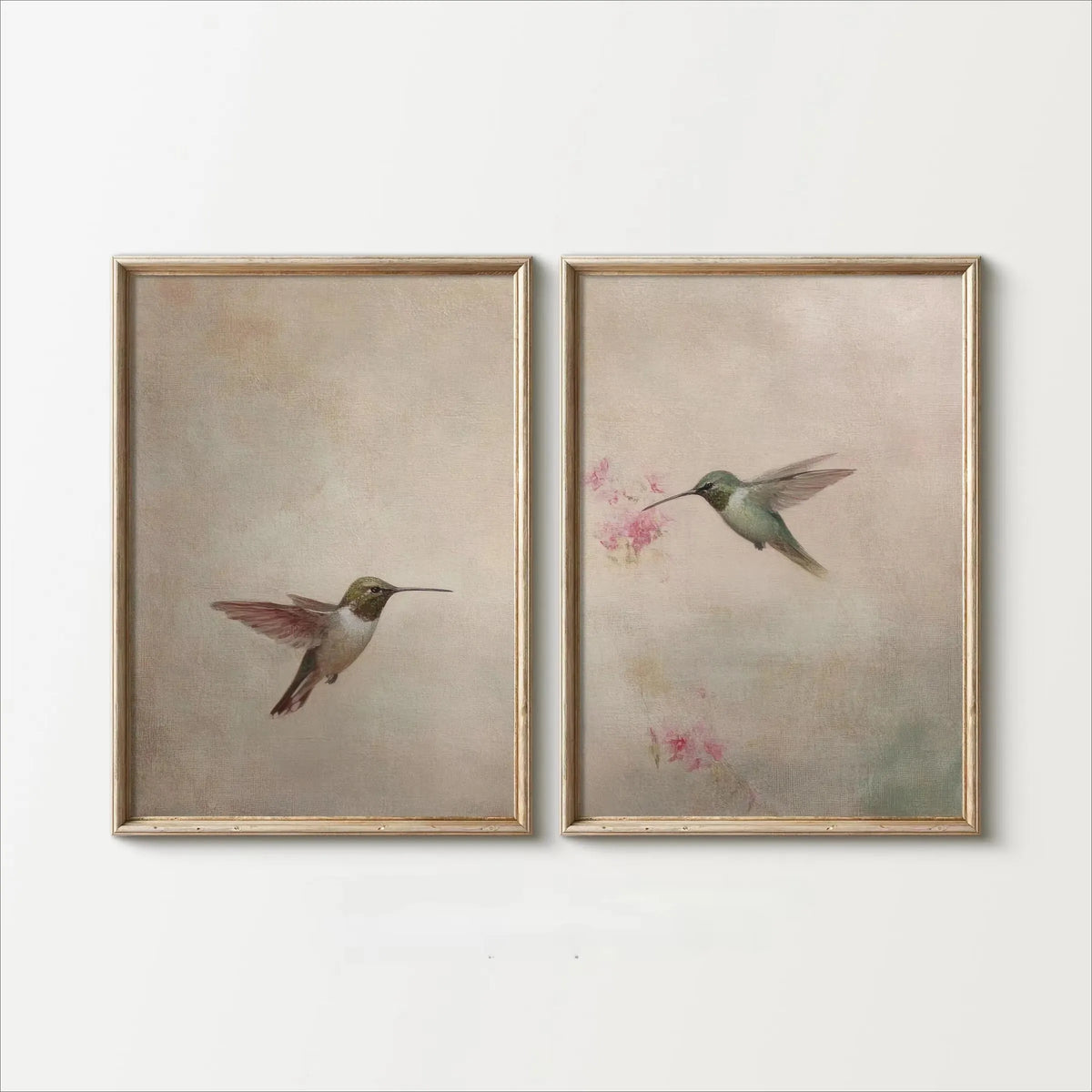 Retro Hummingbird Canvas Prints for Home Decor