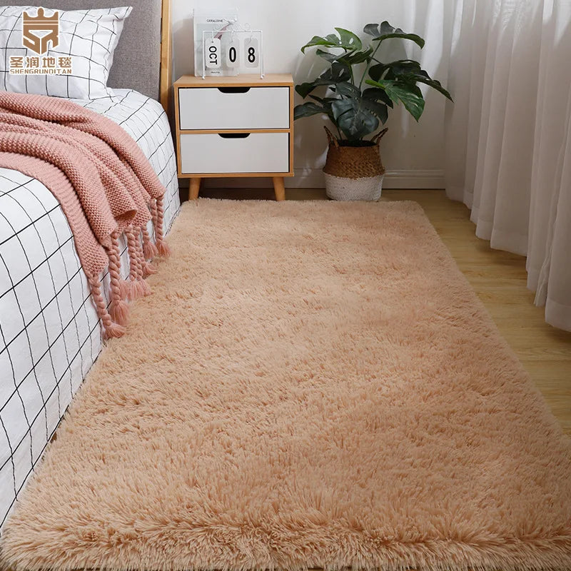 Solid Color Polyester Bedside Blanket for Girls
