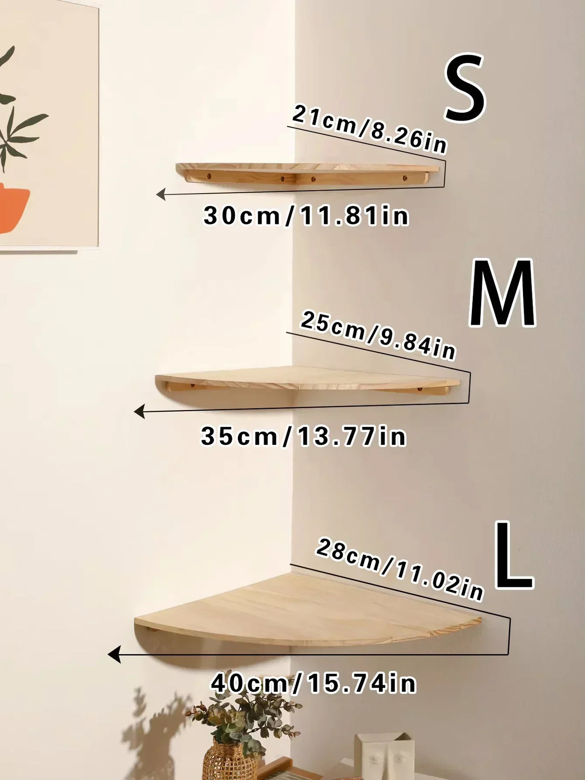 Burlywood Wood Floating Corner Shelf for Living Room