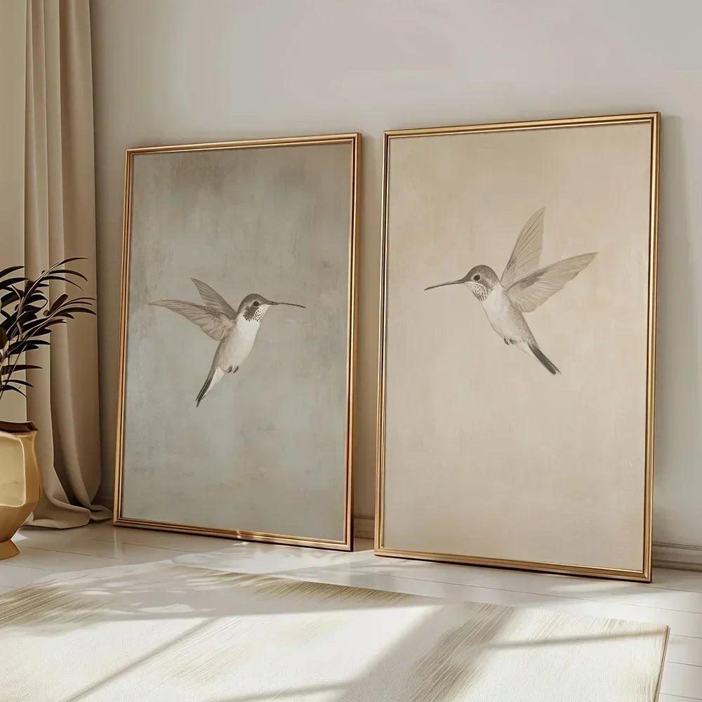Retro Hummingbird Canvas Prints for Home Decor