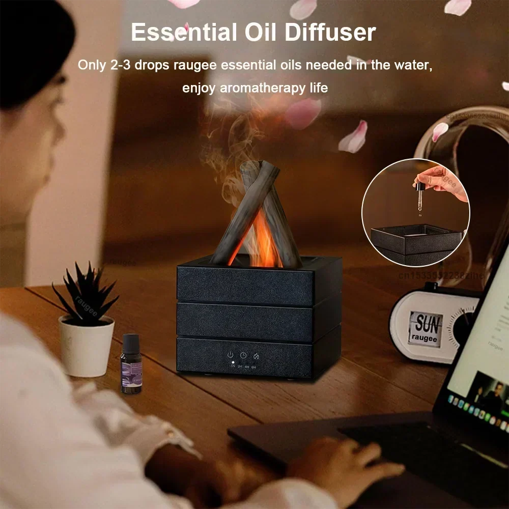 Aroma Humidifier Flame Diffuser with Remote Control