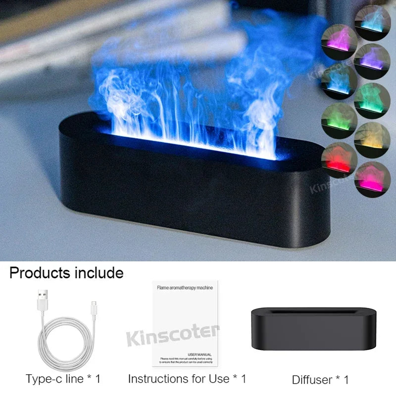 Essential Oil Diffuser with Flame Effect and Night Light