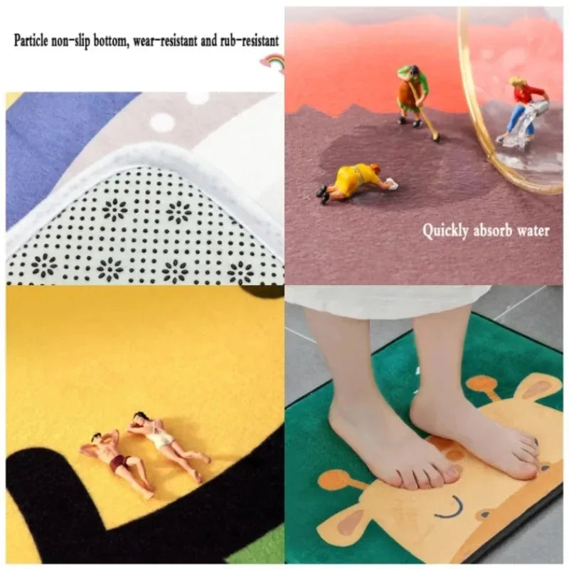 Black Cartoon Cat Door Mat for Living Room and Bedroom