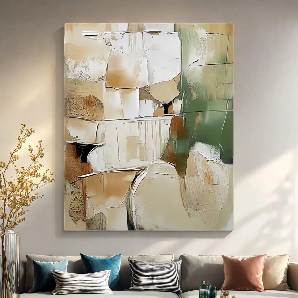 Mhemyo Abstract Blue Yellow Oil Painting on Canvas