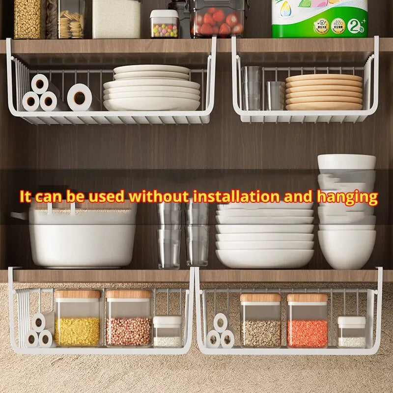 Large Capacity Iron Hanging Basket for Wardrobe Storage