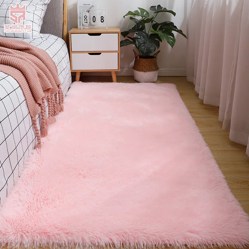 Solid Color Polyester Bedside Blanket for Girls