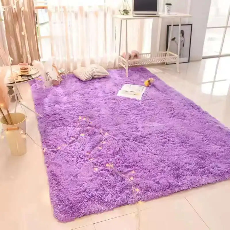 VIKAMA Plush Tie-Dye Carpet for Girls Bedroom