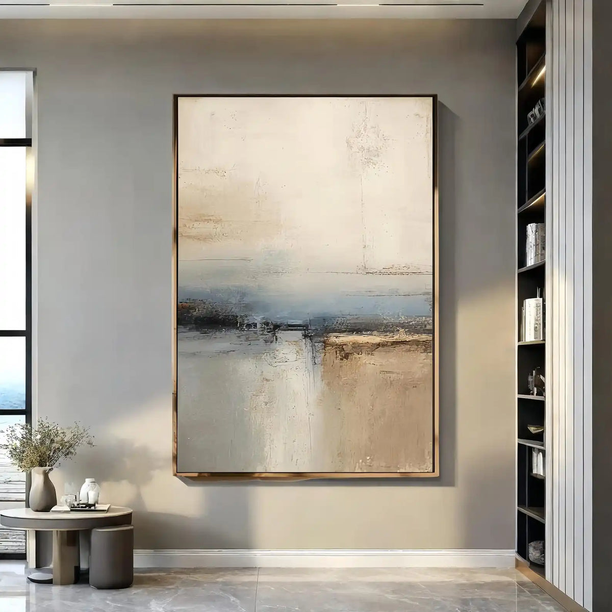 Mhemyo Abstract Blue Yellow Oil Painting on Canvas