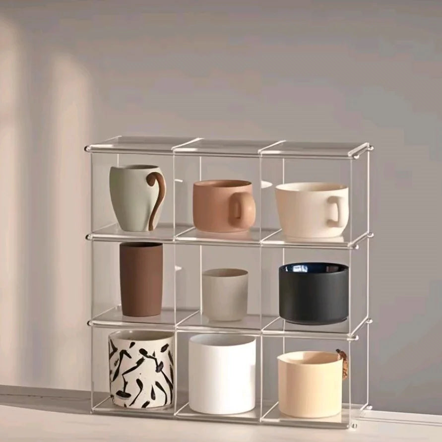Acrylic Tea Set Storage Rack for Kitchen Countertops