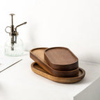 Wooden Food Tray Round Rectangle Snack Plate