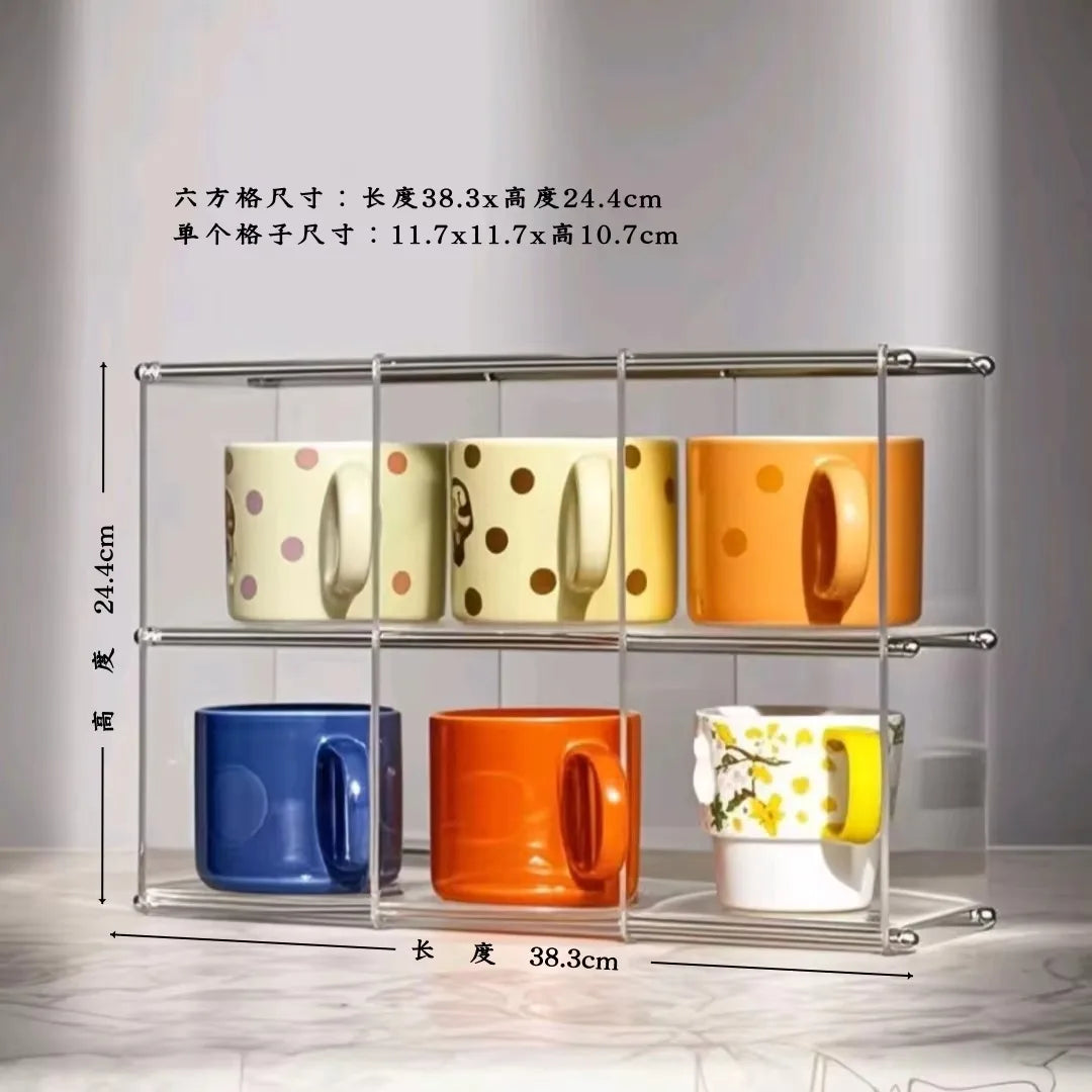 Acrylic Tea Set Storage Rack for Kitchen Countertops