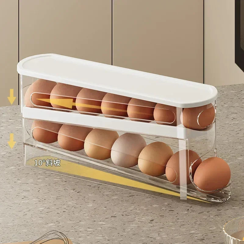 Plastic Egg Storage Box Automatic Rolling Dispenser