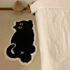 VIKAMA Black Cat Cartoon Rug 100% Polyester Indoor Mat
