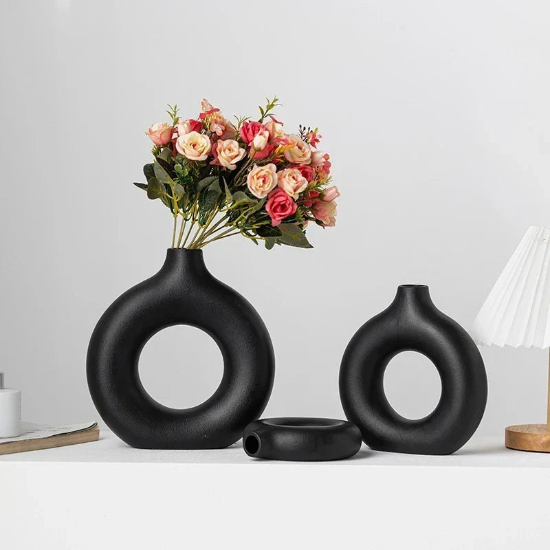 Nordic White Plastic Flower Vase for Home Decor