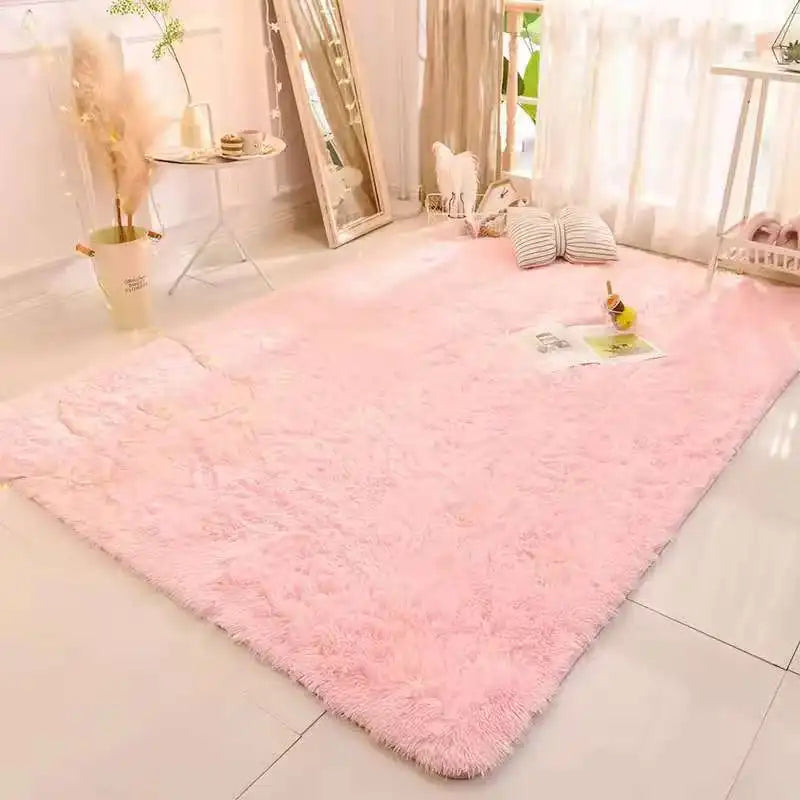VIKAMA Plush Tie-Dye Carpet for Girls Bedroom