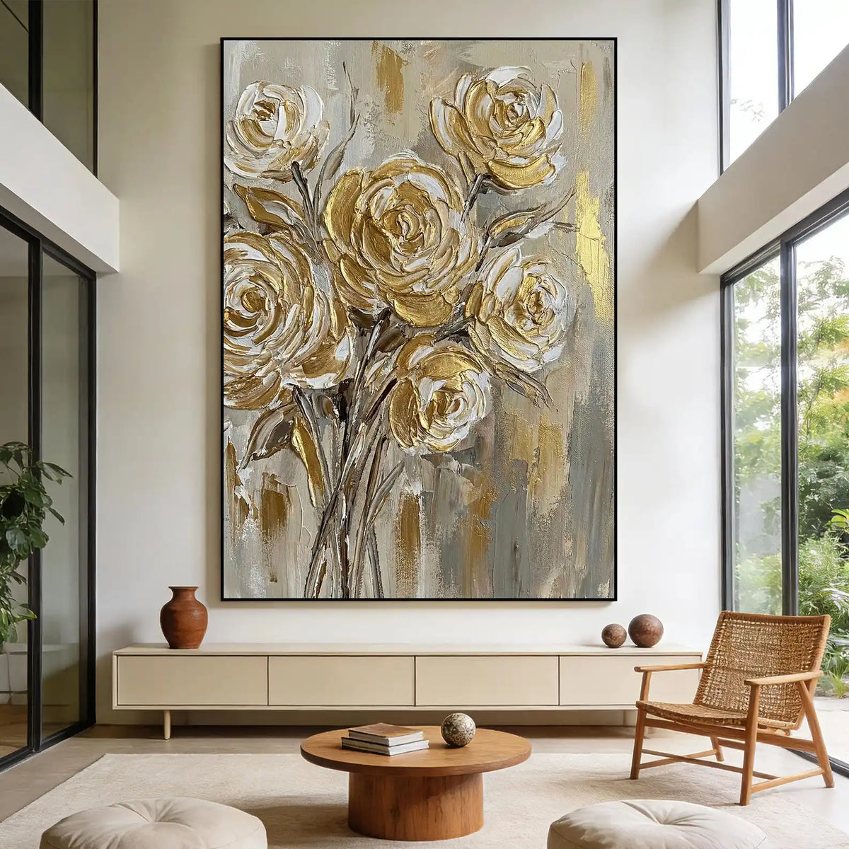 Mhemyo Abstract Blue Yellow Oil Painting on Canvas