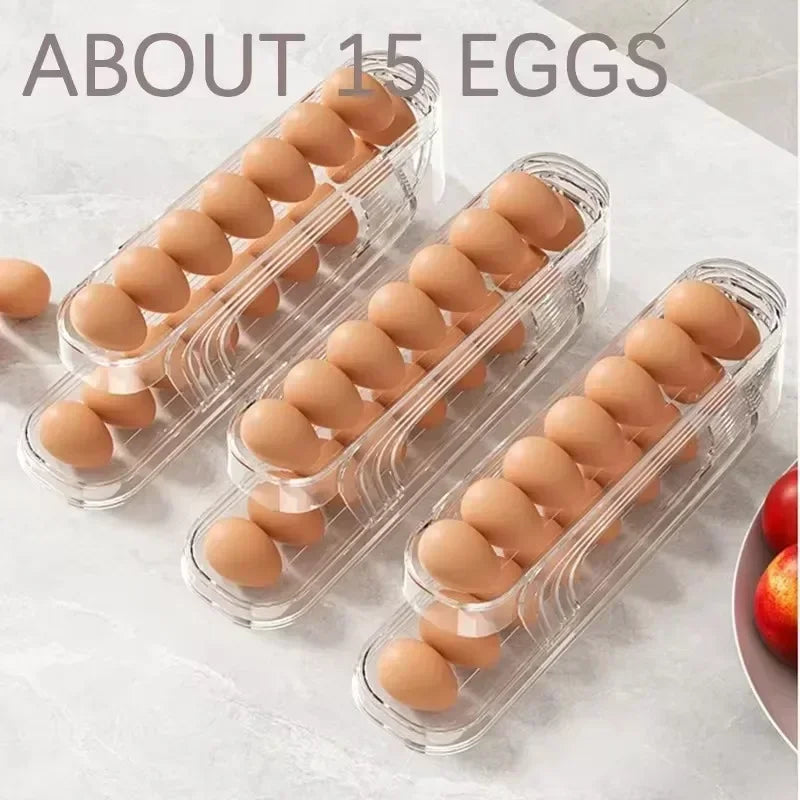 Plastic Egg Storage Box Automatic Rolling Dispenser